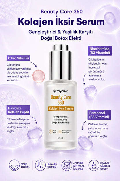 Tayaliva Beauty Care 360 - Kolajen İksir Yüz Serumu Gençleştirici Yaşlılık Karşıtı Lifting Etkili