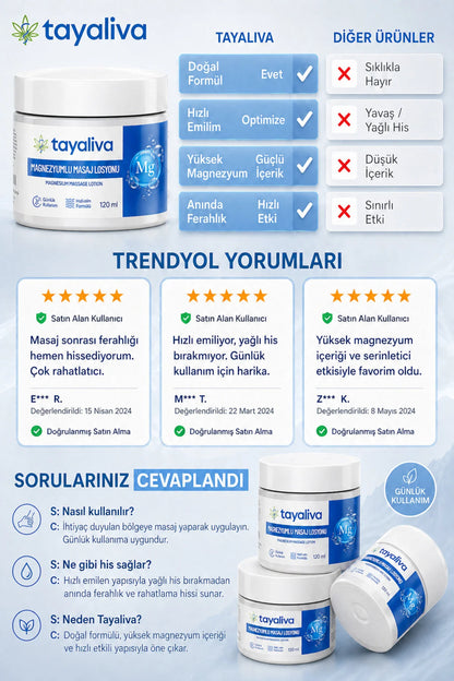 Tayaliva Magnezyumlu Masaj Kremi %100 Doğal