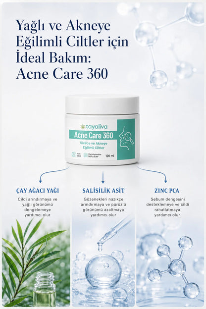 Tayaliva Acne Care 360 - Sivılce, Akne ve Siyah Nokta Karşıtı Özel Onarıcı Bakım Kremi
