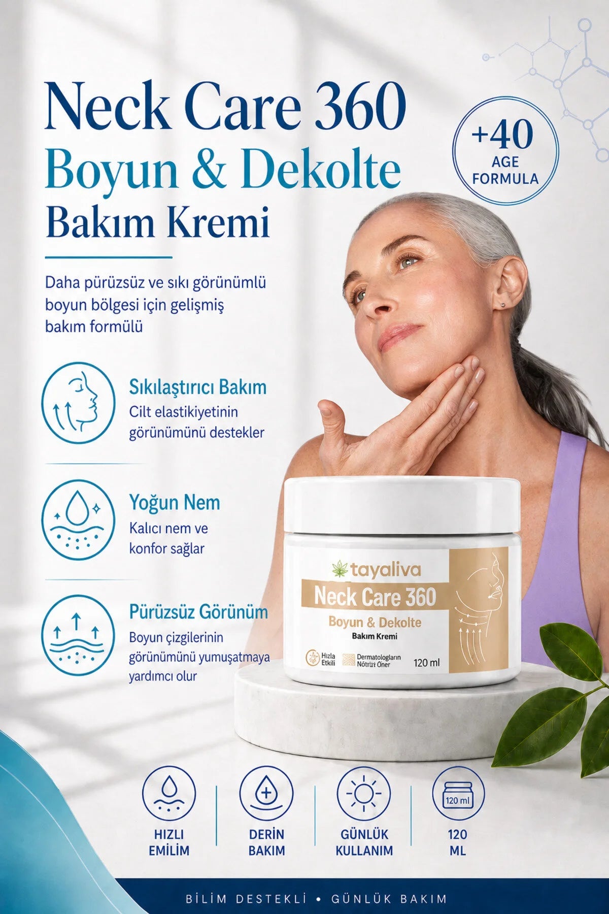 Tayaliva Neck Care 360 - Boyun, Çene ve Dekolte Bölgesi Sıkılaştırıcı Toparlayıcı Bakım Kremi